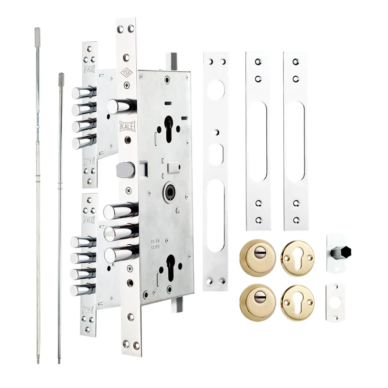 Multisistem Merkezi Çelik Kapı Kilidi Gizli Emn.Kelepçeli – KROM BNE+GMC Nikel Sil. Rozetsiz Ölçü 63mm Silindir 68mm 256G0000003